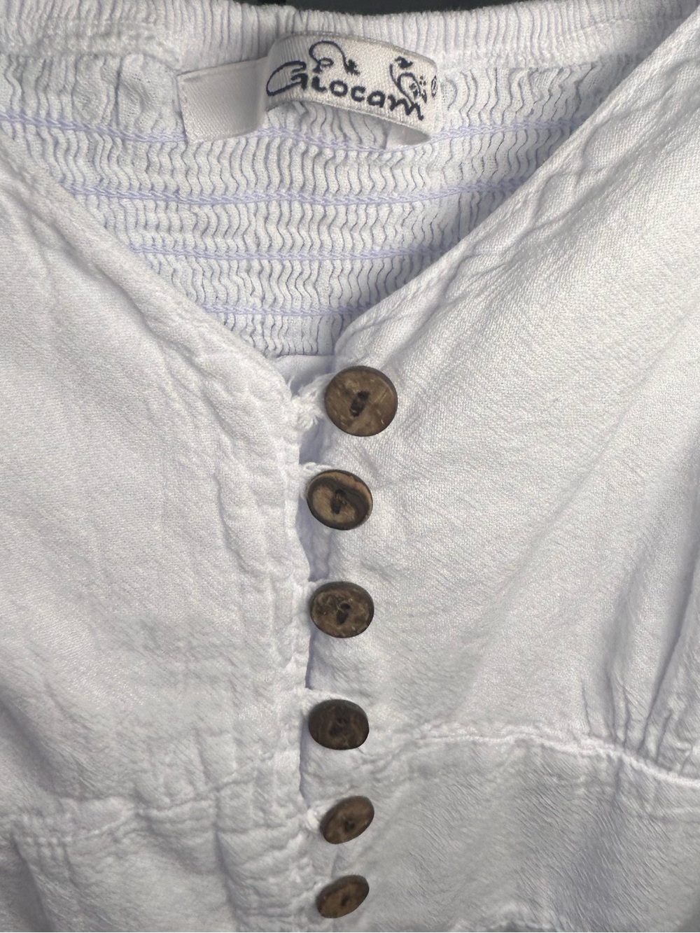Giocam White Button-Front Maxi Dress, 100% Peruvian cotton, size - Picture 9 of 10